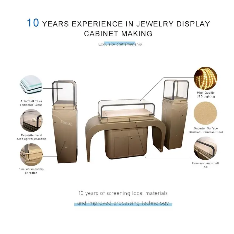 High-end Three-dimensional Combination Commercial Display Cabinet Glass Cases Stainless Steel Jewelry Retail