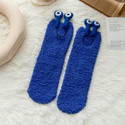 Lovely coral velvet socks Lady Funny Cute fuzzy cozy socks thick warm cartoon frog  Animal sleep floor socks