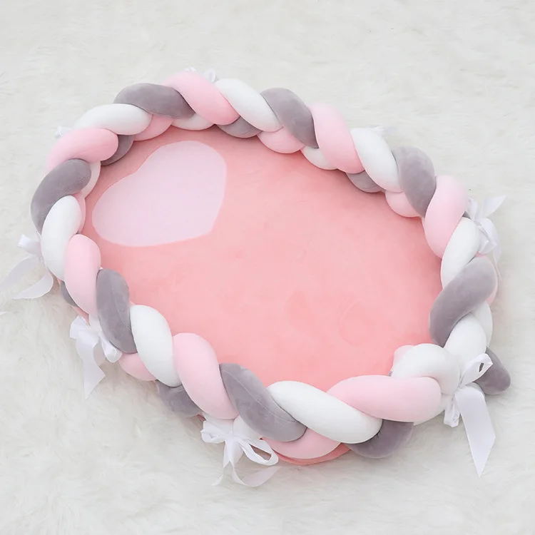 Pophorn Stylish Plaited Bow Portable And Detachable Baby Bed Mat Braided Twist Guard Rail Baby Cot Bed