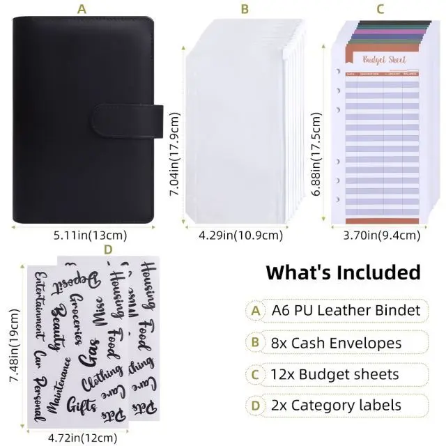 Budgeting Cash Envelopes Binder for Saving Money With Cash Money Envelopes for Cash Leather A6 Budget Binder