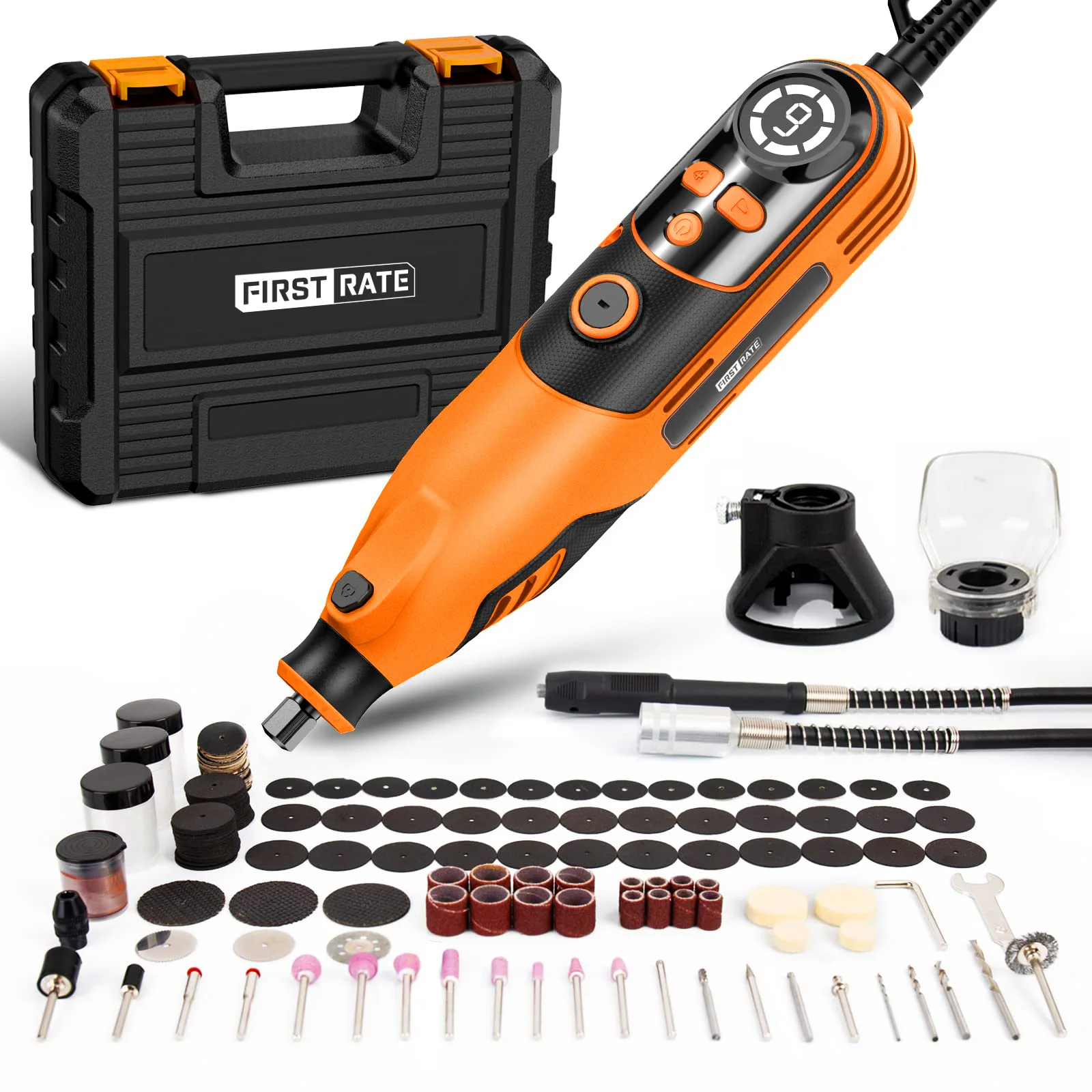 130W Mini Grinder Set Kit LCD Digital Display 35000RPM with Multi Keyless Chuck Mini Rotary Tool
