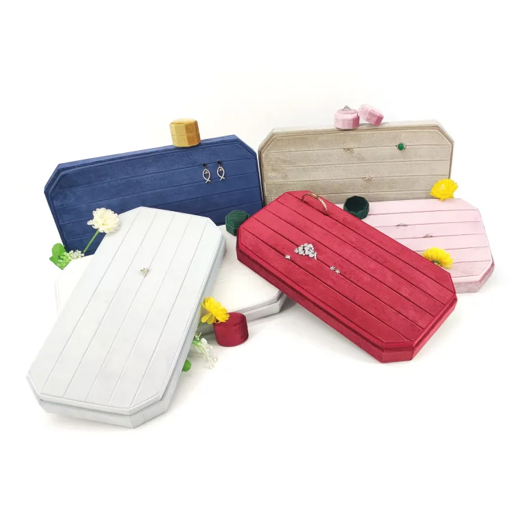 Newest Customized  Luxury Velvet Ring Jewelry Display Tray Velvet Jewelry Tray For Display Jewelers Workbench Ring Show Desktop