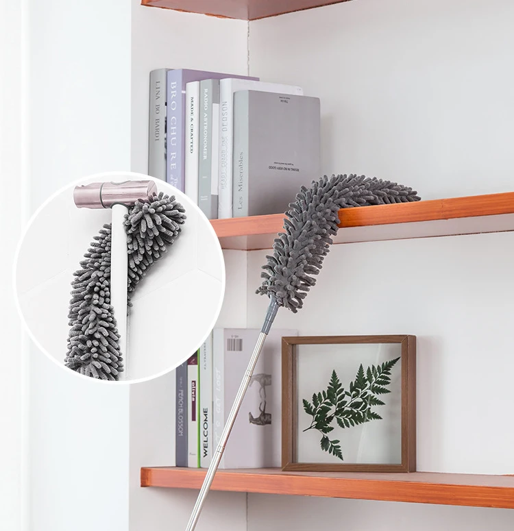 DLL37 Household Ceiling Blinds Cleaner Bendable Washable Cleaning Brush Extension Pole Portable Chenille Duster