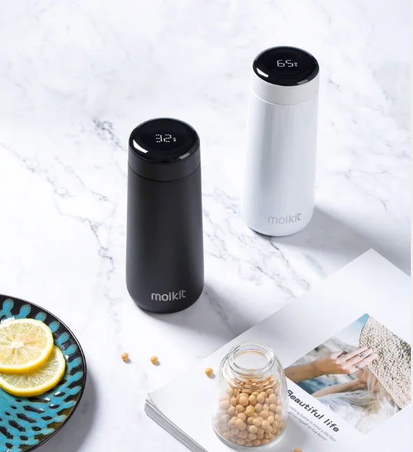 Термос премиум класса SS304 термос Вакуумная чашка кольцо-напоминание изолированные термосы фляжки с ЖК-экраном