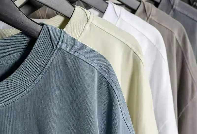 260g basic tshirt plain 100% cotton distressed washed fish mouth collar blank unisex t-shirts stone wash oversized plain tshirt