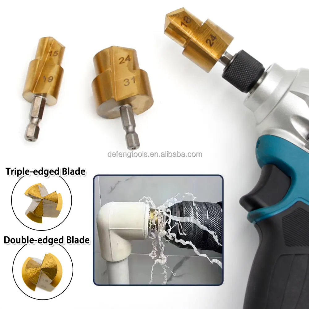 3PC Hexagonal handle lifting drill bit 15-31mm Step drill PPR water pipe reaming drilling water electrical accessories tool