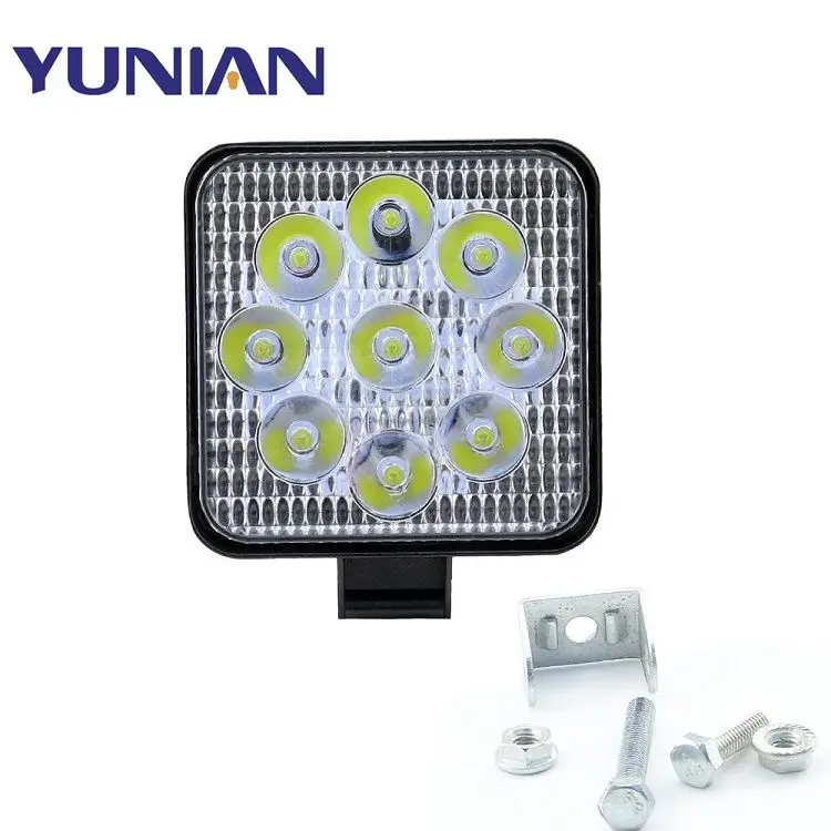 High quality 12V 24V Mini 3Inch Square Led Work Light Bar 27W Spot Beam Work Lamp for OffRoad Suv Boat 4X4 Jeep JK 4WD Truck