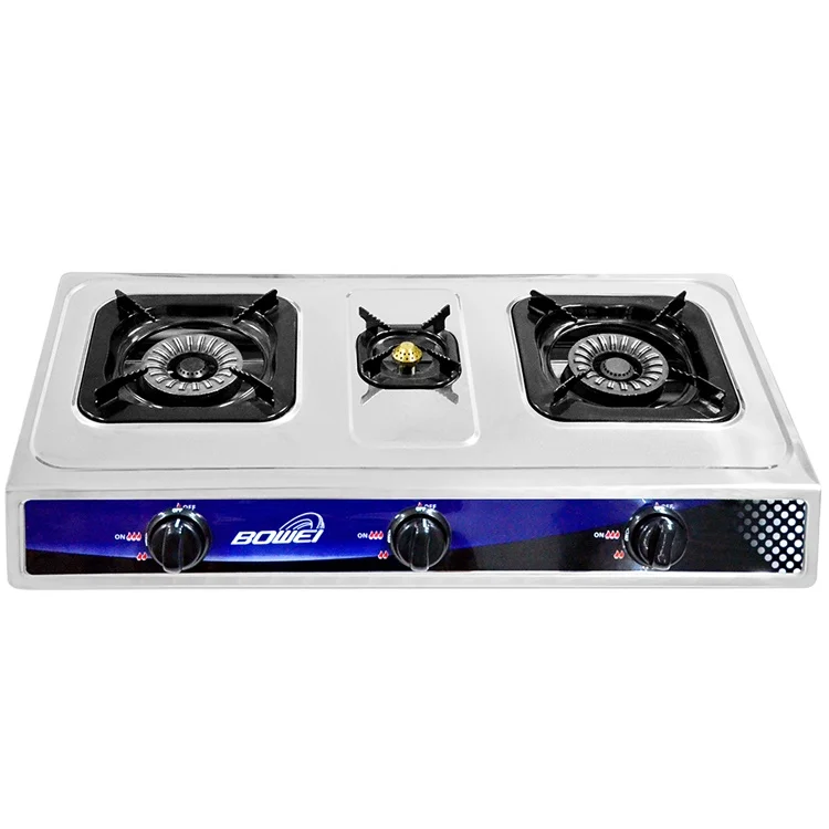 Enamel 4-point kitchen utensils Household appliances countertop stainless steel surface 3 burner gas stove  holder