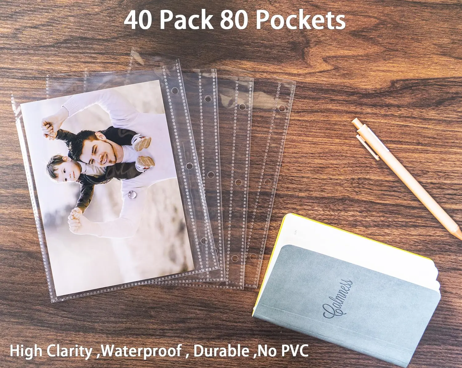 50 Pack100  Pockets5x7Photocard Sleeves for A5 3 Mini Ring Binder Ultra Clear Photo Sleeves, Double Sided 1 Pocket Photo Pages,