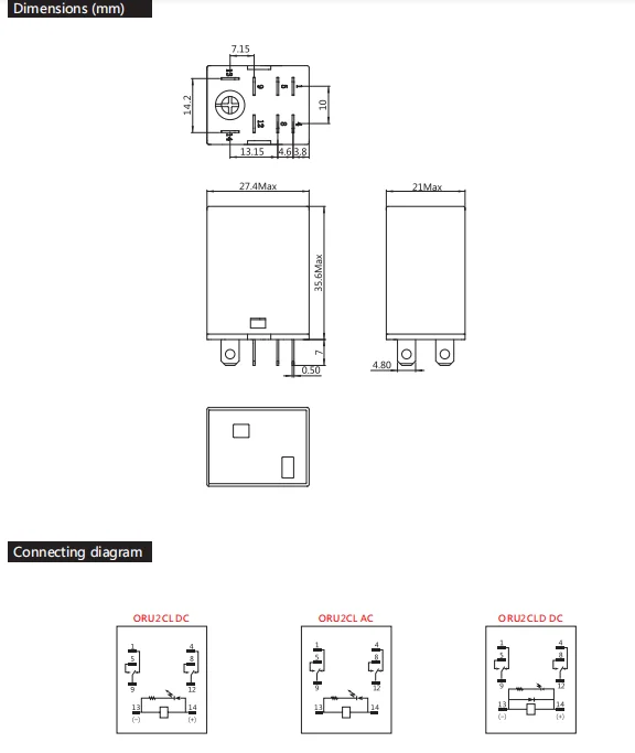 8 pin 10A  Electromagnetic small high power relay, ORU-2C-L(Similar models MY2N)