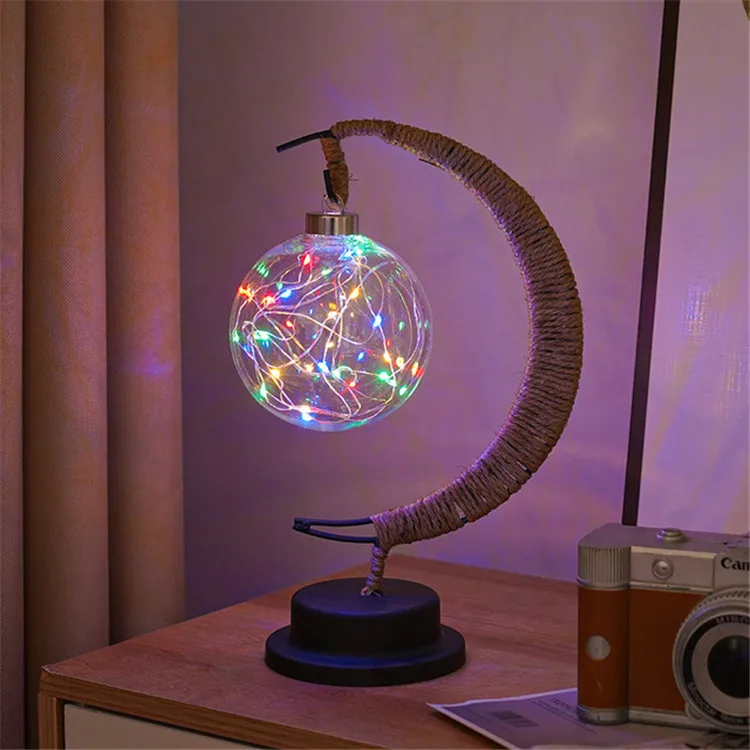 Battery Powered Kids Night Light Star Rattan Ball Wishing Ball Shape Table Light Decoration Gifts for Baby Led Moon Lamp