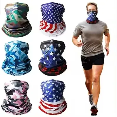 Wholesale Seamless Camo Cooling Head Tubular Bandana Scarf Sport Fishing Tube Headwear Headband Skull Custom Face Cover Bandana