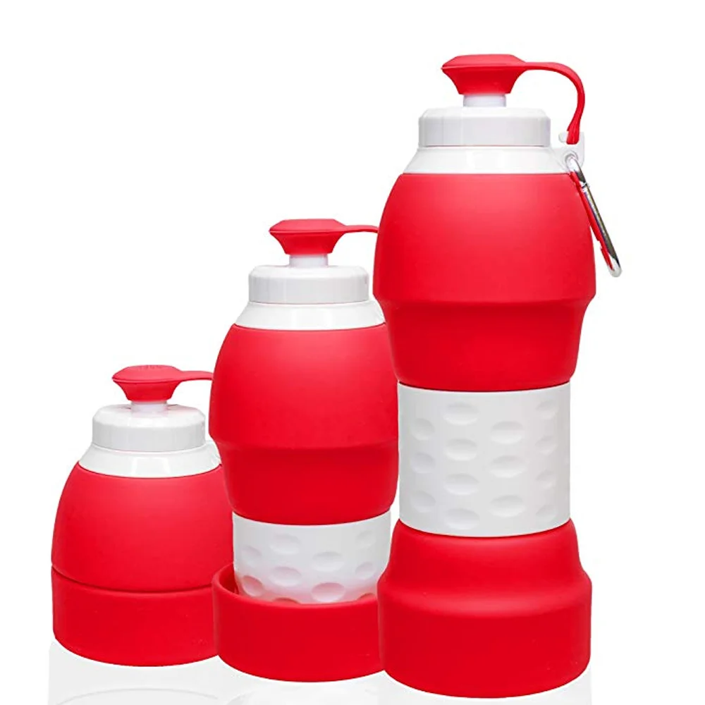Hot Selling Outdoor Foldable 580ml Collapsible Silicone Water Bottle with Custom Logo