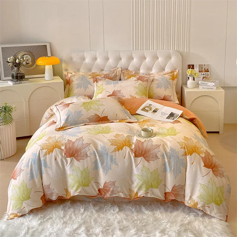 European Style Autumn Warm Beautiful Cotton Thick High Quality 4Pcs Digital Printed Bedding Sheet For Sleep