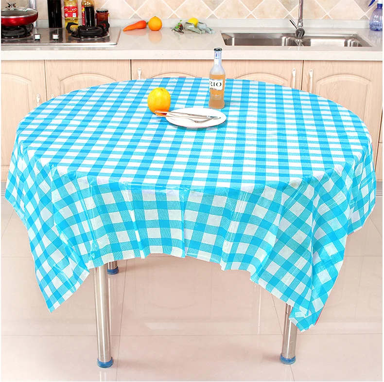 Factory direct supply disposable blue red plaid picnic mat for food stall restaurant round tablecloth