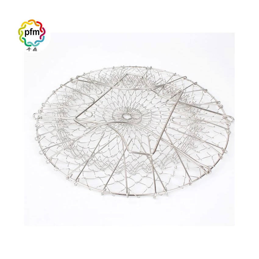 304 stainless steel kitchen tool 12 in 1 foldable chef basket  Stainless steel colander for Fried Food or Cleaning Fruits Veget