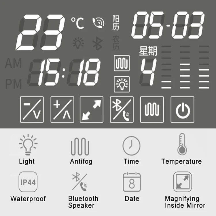 Decor bathroom wall mounted circle led backlit mirror for hotel