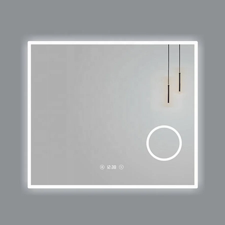 Custom Made Acrylic Frame Clock Anti-Fog Smart Touch Screen Bathroom Mirror