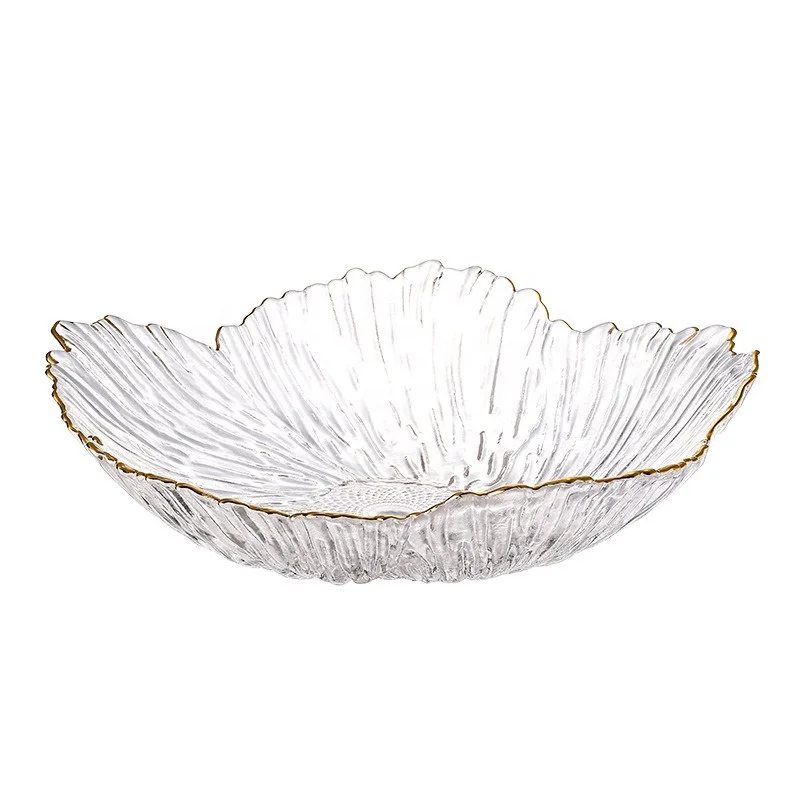 Scandinavian Modern Flowers Household Fruit Plate Crystal Glass Snack Plate Good Looking Beaded Simple Plate