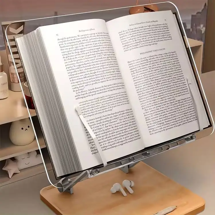Держатель для поваренной книги прочный легкий держатель чтения без рук регулируемый деревянный складной акриловый кухонный рецептов