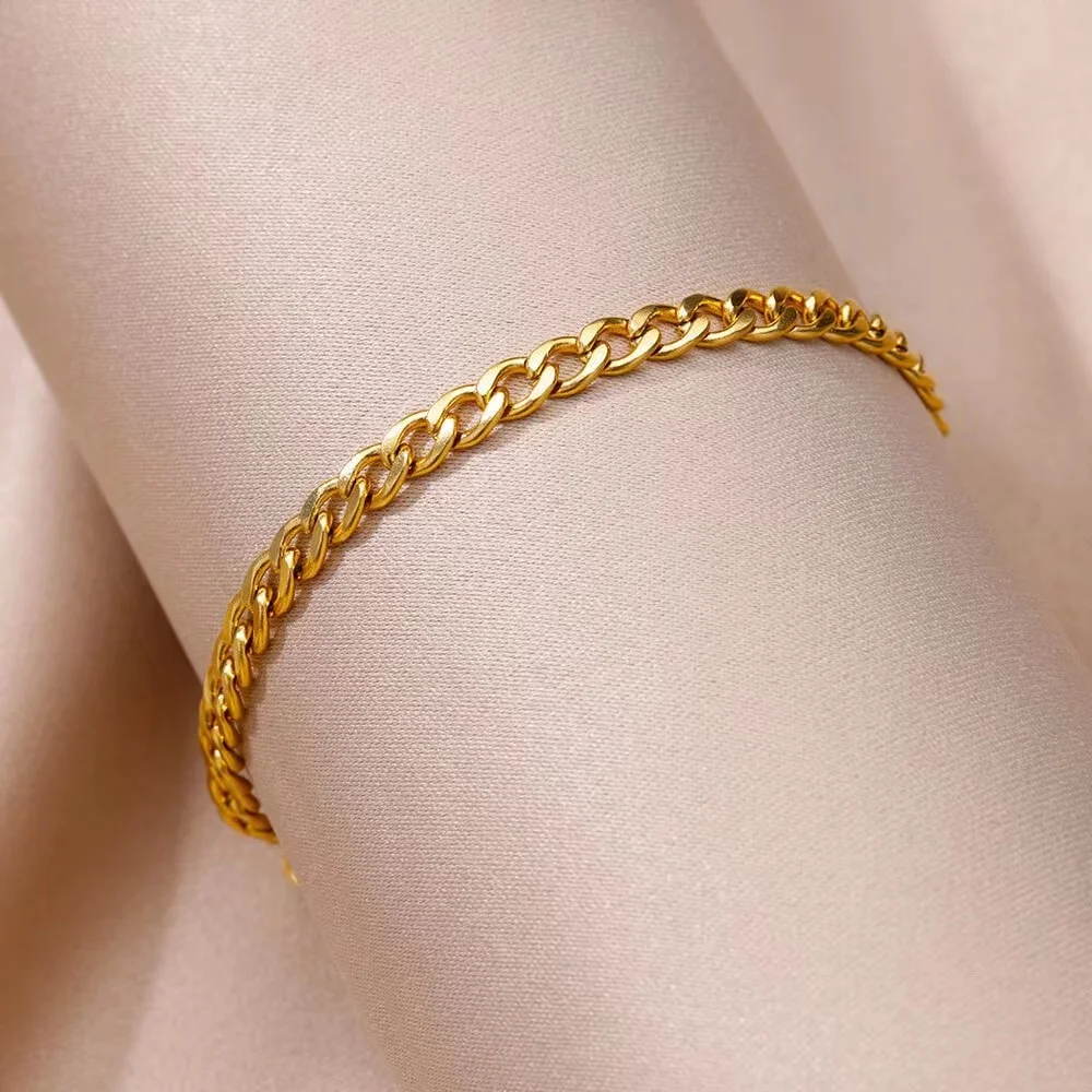 Stainless steel anklet 18K gold non-fading blade chain Ferro chain anklet gold anklets for girl