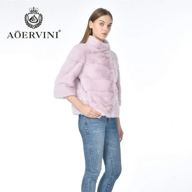 Fashionable Exclusive Adult stylish Luxury mink Animal Warm women fashion fall fur winter bubble coats with fur