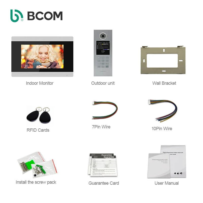 Tuya Smart Wifi Video Doorbell  Intercom Phone 1080P RFID Wireless Door Viewer Camera Intercom 7 inch Screen Motion Record