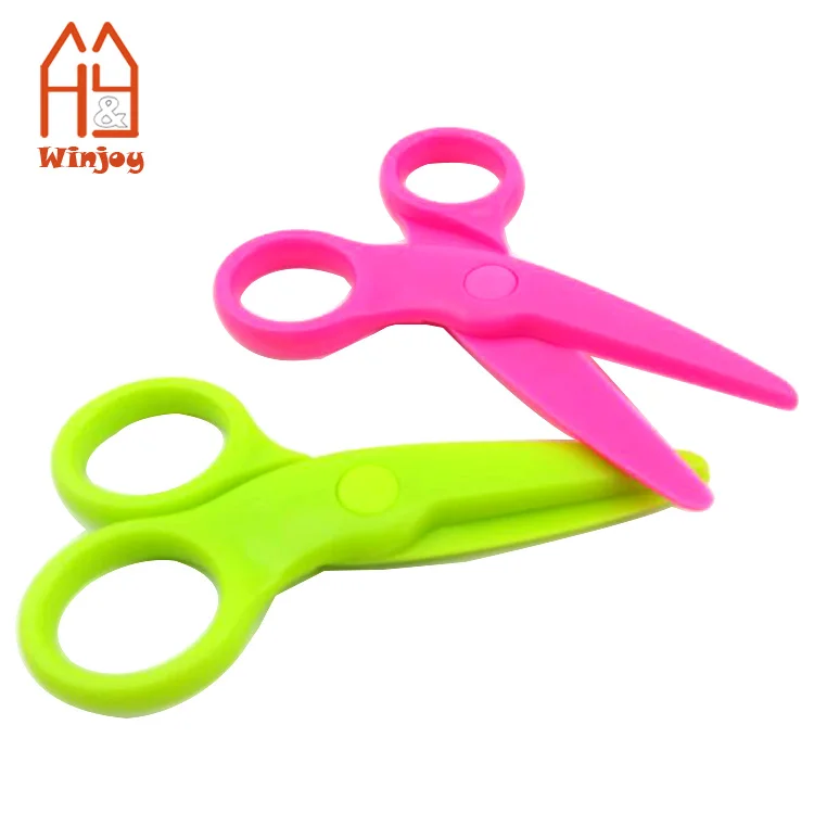 Wholesale & Custom Children Safety Cheap Blunt Tip Pre-school Toddler Plastic Craft Scissors for Kids For Art Supplies Design