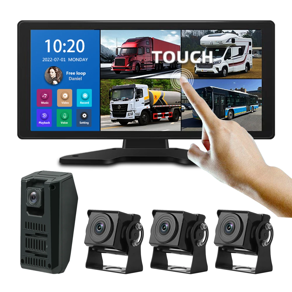 10 36 дюймов 4 канала с разделенным экраном автомобиля Mp4 Dvr записывающее устройство для контроля уровня сахара в крови Ahd фронтальная камера заднего вида резервного копирования