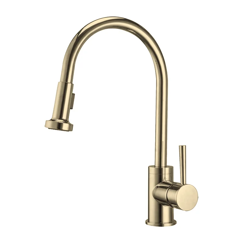 China Industrial Style New Models Sanitary Ware Rose Gold Black Pull Down Kitchen Faucet For Sink