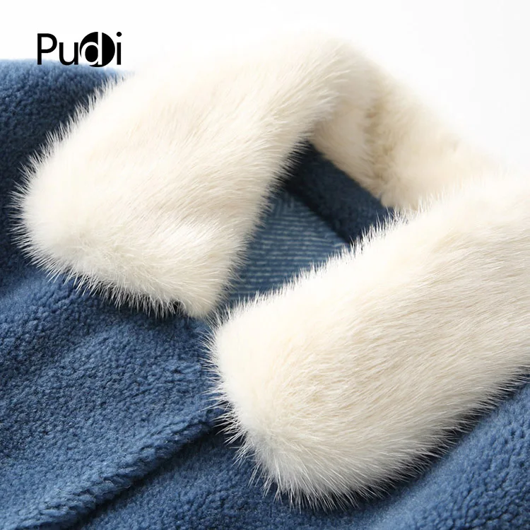 A18168 New women real wool fur coat real mink fur collar long jacket real fur girl coat lady fall winter warm overcoat