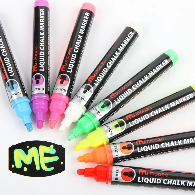 MOBEE P-520 8pcs/set Bright color chalk marker pen stable quality 8colors water based marker for blackboard liquid chalk marker