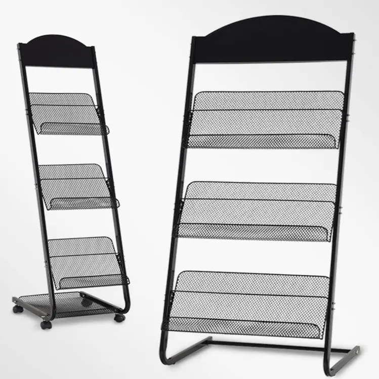 TMJ-787 OEM ODM Floor Foldable Magazine Literature Brochure Display Rack Metal Display Holder Stand