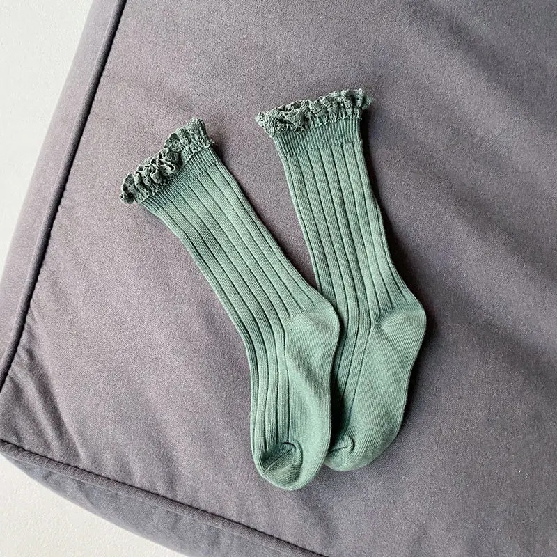 Kids Ruffle Cuff Flower Cute Design Girls Child Socks & Hosiery Old Colorful Fashion Designer Cotton Socks