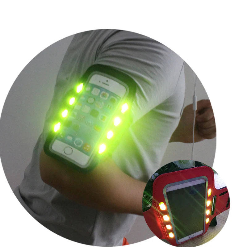 Waterproof Led Phone Armband for Out Sport Waterproof Cell Phone Case Fashion Adjustable Led Phone Armband for Jogging Running