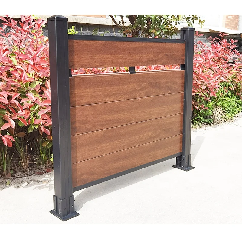Decorative aluminum post privacy fence board plank plastic composite decor garden pvc fence panels set
