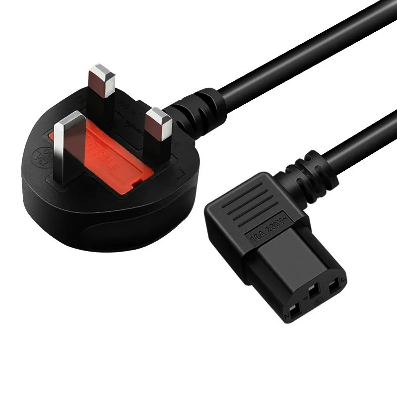Red 1.5Mm 0.75Mm2/3G Cord Uk Plug 3 Pin Angle 90 Degree Iec C13 Bsi Power Cable