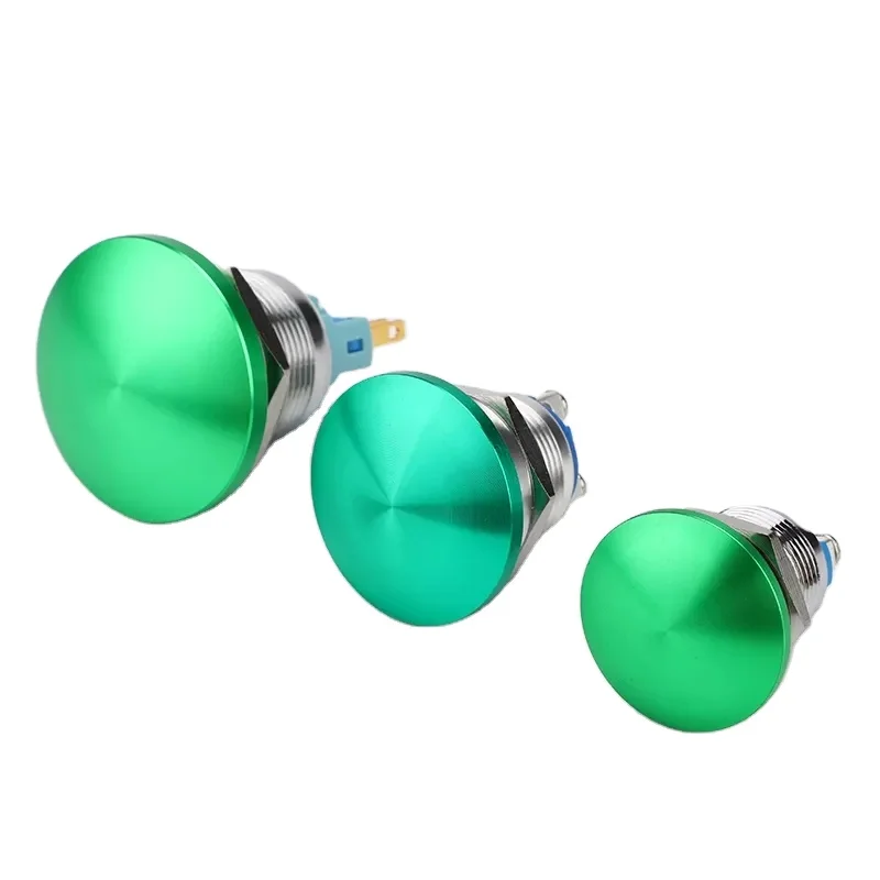 16mm green mushroom head momentary/latching waterproof metal push button switch emergency stop switch
