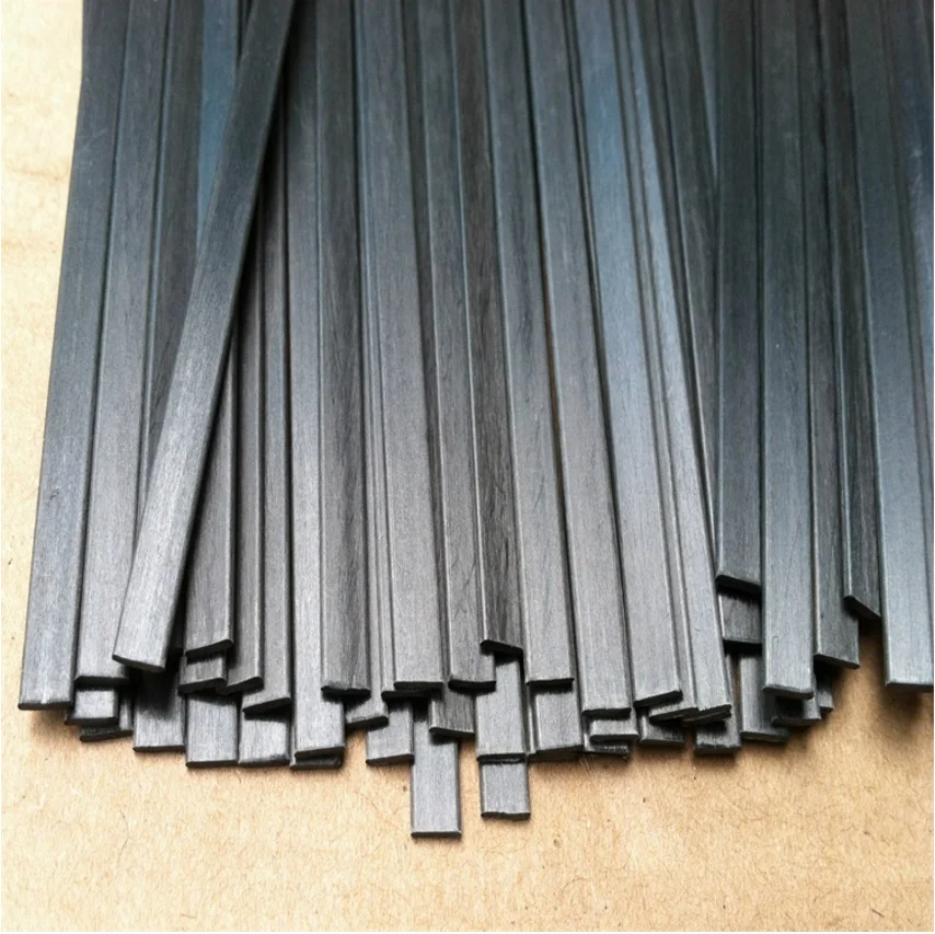High Quality OEM Custom Pultruded Carbon Fiber Strip Bars 2x10mm,1100mm Length for Reinforcement