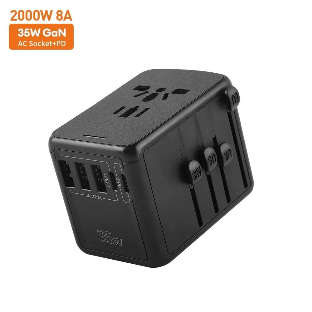 Vina 35w Super Fast Charging World International Universal Travel Adapter Power Extension With Usb And Type-c US UK KC AU plug