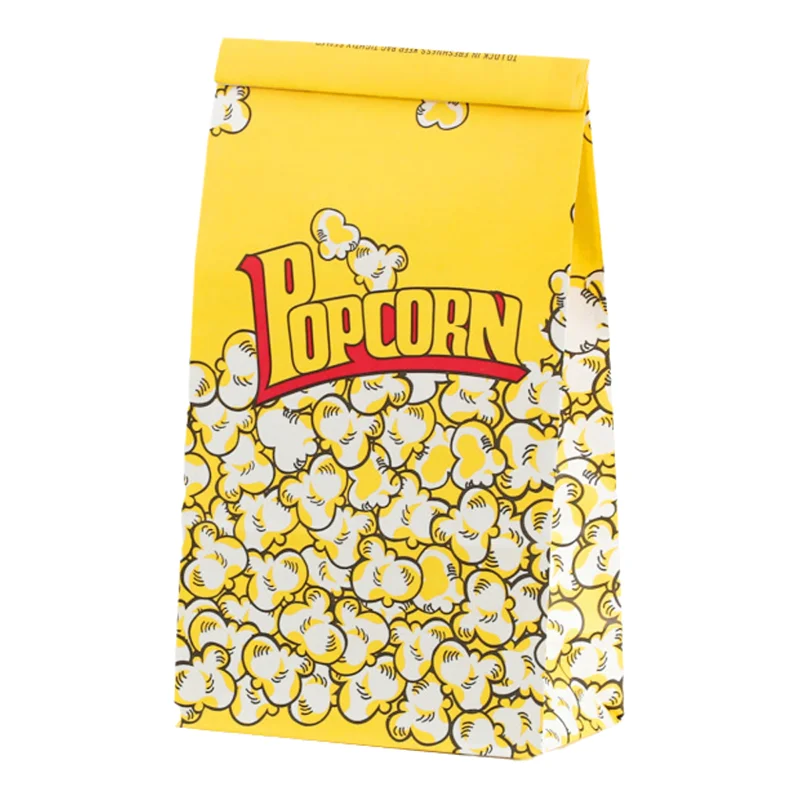 popcorn bags custom logo printed french fries bag paper bread flat paper bags