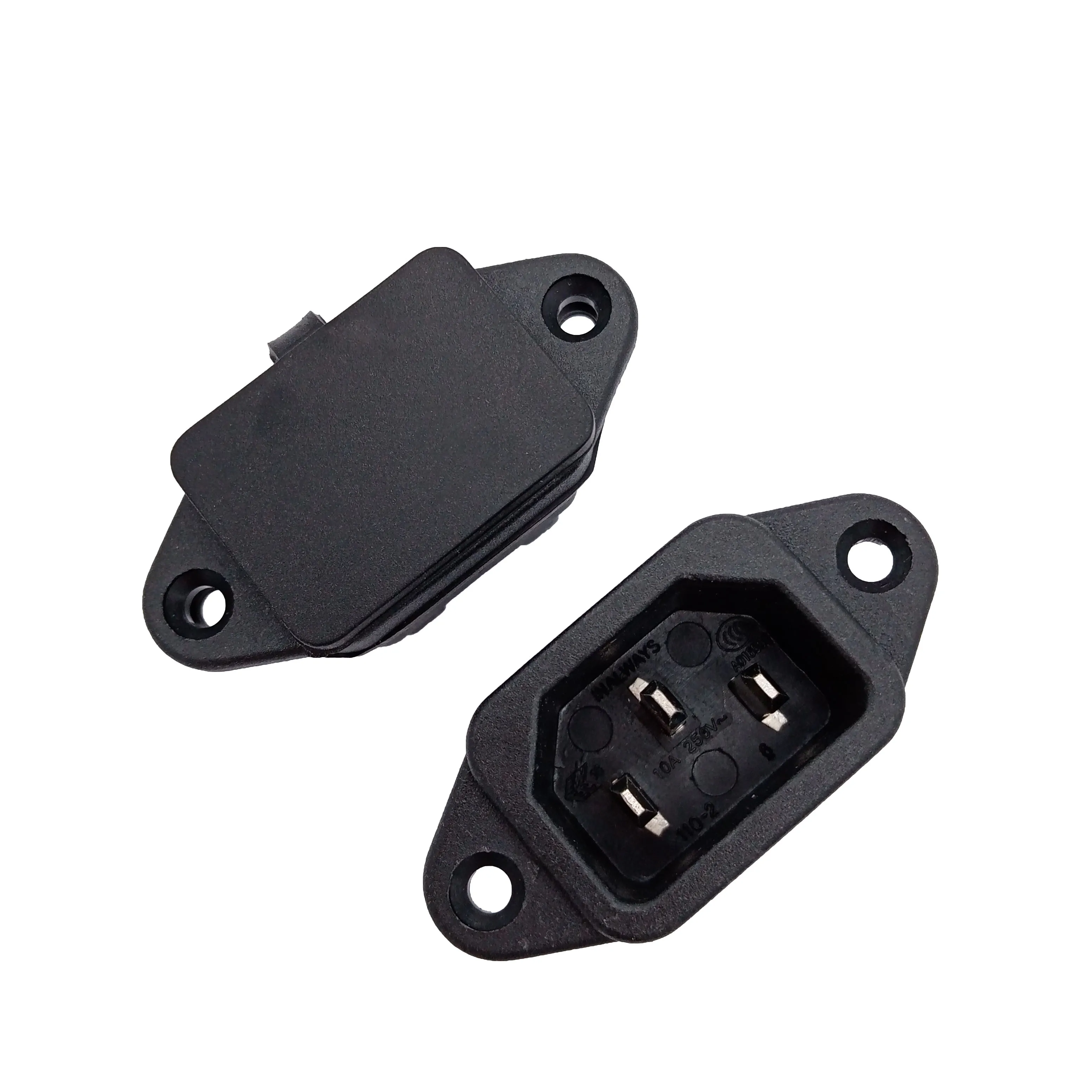 250V 10A AC IEC C14 male Panel Screw Mount Adapter Plug power Connector with cover