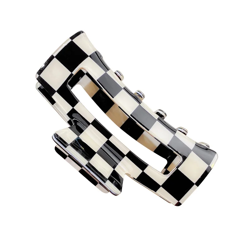 New Fashion Checker Hair Accessories Vintage Leopard Cellulose Acetate Hair Crab Claw Clips For Women Girls