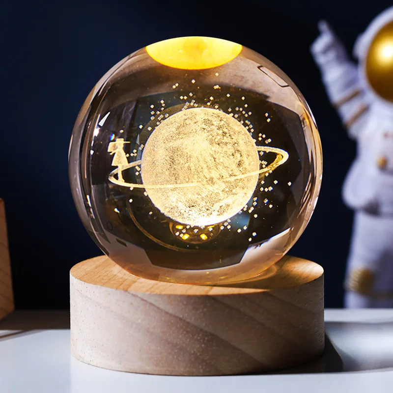 Laser Engraved 3d Tree of Life crystal ball 6cm 8cm Glass luminous crystal ball 3d Art galaxy crystal balls with led light