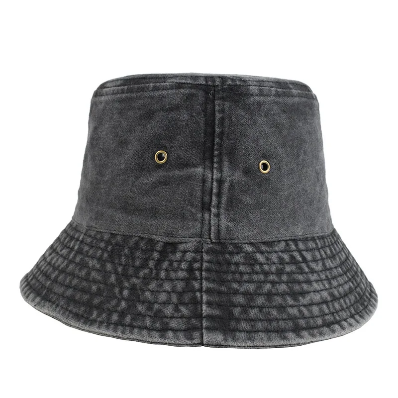 Fisherman Unisex Vintage Plain Cotton Blank Custom Washed Denim Bucket Hat 3d Embroidery Logo Custom Denim Bucket Hat