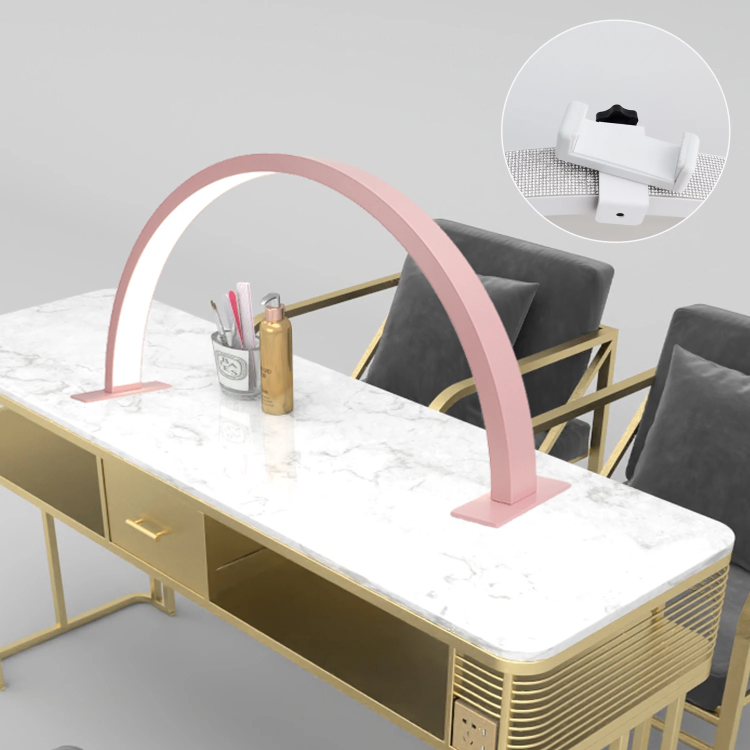 Wholesale 360 Degree Rotating Half Moon Lamp Dimmable Light Stand Floor Lamp Salon Nail Tattoo Beauty Equipment