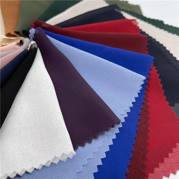Ready to ship best price 100% polyester cationic chiffon crepe plaid fabric for blouse and dress