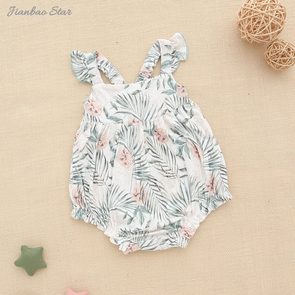 Baby Summer Clothing Newborn Girl Cute Clothes Snap Bottom Soft Sleeveless bamboo Romper New printing baby bubble romper