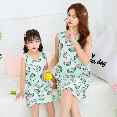 Mommy and Me Outfits Casual Dresses Home Wear Mother and Mini Me Sleep Dress