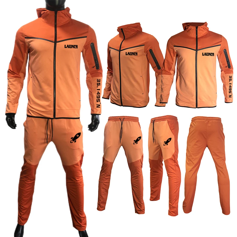 Men Hooded Sportswear Basketball Football Fitness Leisure Team Uniform Training Wear Zipper Jacket Tech Tracksuit Sweatsuit